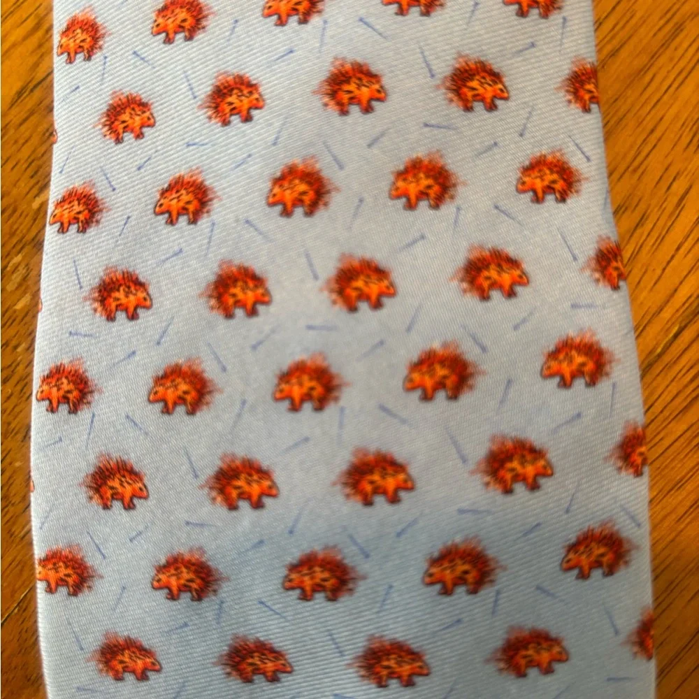 Peter Blair Light Blue Men's Silk Tie with Porcupine Pattern